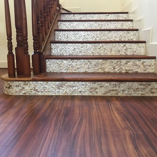 Detailed tile work on stairs by Bauer Flooring Services in Hawaii